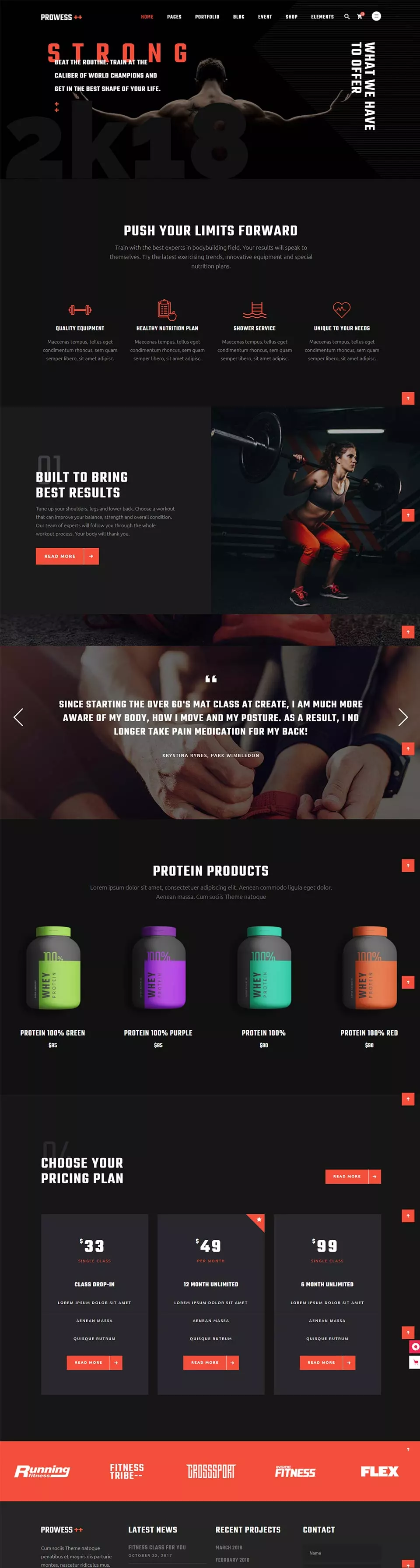Fitness website design by Premium Web Agency — full page screen 1