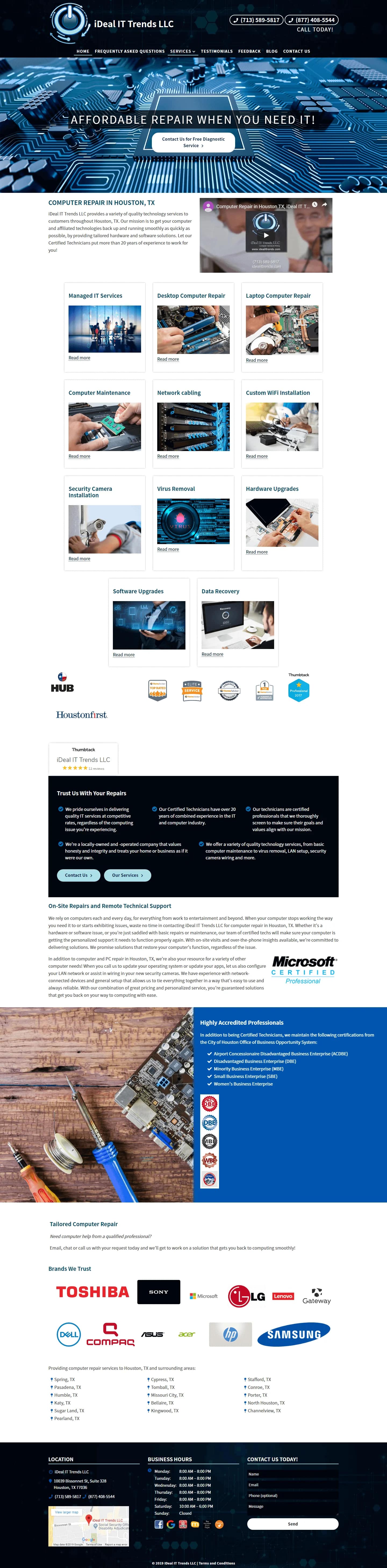 Technology website design by Premium Web Agency — full page screen 1